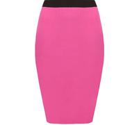 Unbranded New Ladies Women's Plain Midi Pencil Skirt Bodycon Stretch Jersey Office Skirt Size 8-26 (UK XL/XXL 20-22, Cerise)