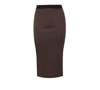 Unbranded New Ladies Women's Plain Midi Pencil Skirt Bodycon Stretch Jersey Office Skirt Size 8-26 (UK S/M 8-10, Brown)
