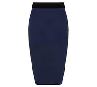 Unbranded New Ladies Women's Plain Midi Pencil Skirt Bodycon Stretch Jersey Office Skirt Size 8-26 (UK XL/XXL 20-22, Navy)