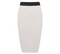 Unbranded New Ladies Women's Plain Midi Pencil Skirt Bodycon Stretch Jersey Office Skirt Size 8-26 (UK M/L 12-14, Cream)