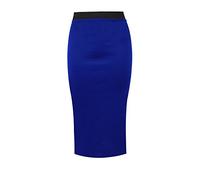 Unbranded New Ladies Women's Plain Midi Pencil Skirt Bodycon Stretch Jersey Office Skirt Size 8-26 (UK XL/XXL 20-22, Royal Blue)
