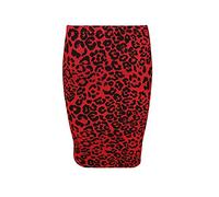 Unbranded New Women Printed Midi Bodycon Pencil Skirt Ladies High Waist Tube Skirt Fancy Dress (XXL (UK 20-22), Red Leopard)