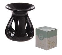 Unbranded Simple Abstract High Gloss Black Ceramic Oil Burner