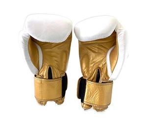 UNBRANDED SPORTS Boxing Gloves Sparring Bag Work Premium (White/Gold, 12oz)
