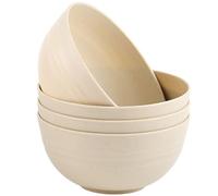 Unbreakable Cereal Bowls, 24 OZ Lightweight Plastic Bowl Set of 4, Reusable Soup Bowls for Rice Noodle Soup Snack Salad Fruit, Dishwasher & Microwave Safe (Beige)