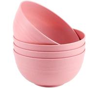 Unbreakable Cereal Bowls, 24 OZ Lightweight Plastic Bowl Set of 4, Reusable Soup Bowls for Rice Noodle Soup Snack Salad Fruit, Dishwasher & Microwave Safe (Pink)