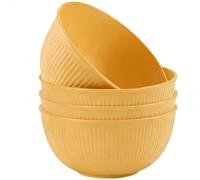 Unbreakable Cereal Bowls, 24 OZ Lightweight Plastic Bowl Set of 4, Reusable Soup Bowls for Rice Noodle Soup Snack Salad Fruit, Dishwasher & Microwave Safe (Yellow)