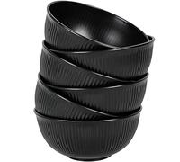 Unbreakable Cereal Bowls, 24 OZ Lightweight Plastic Bowl Set of 6, Reusable Soup Bowls for Rice Noodle Soup Snack Salad Fruit, Dishwasher & Microwave Safe (Black)