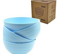 Unbreakable Cereal Bowls, Large Plastic Bowls Set of 4, EU Tested. Lightweight, Dishwasher and Microwave Safe, Ideal for Cereal, Salad, Noddle and Parties (Single) (Blue, Single)