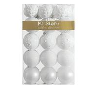Unbreakable Christmas Baubles - White Decorations with Hooks for Trees, Parties & Holidays (6cm)