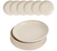 Unbreakable Dinner Plates Set of 6, 7.8'' Reusable Plastic Plates Lightweight Dessert Plate for Pizza, Pasta, Bread, Snack, Salad, Microwave and Dishwasher Safe (Beige)