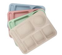 Unbreakable Divided Dinner Plates,14 Inch Lightweight Dessert Plates with 6 Compartments,Portion Control Divided Plates,Healthy PP Plate for Adults,Microwave and Dishwasher Safe,Set of 4 Mix Colors