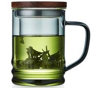 Unbreakable - Glass Tea Cup with Infuser and Lid 14.5 fl oz, Heat Resistant Borosilicate Glass Teacup Infuser Mug for Blooming and Loose Leaf Tea, Gas Stovetop Safe