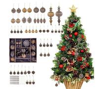 Unbreakable Gold Bronze Copper and Brown Christmas Baubles, Unbreakable Christmas Ornaments, for Indoor Winter Parties Door Window Fireplace Farm Apartment Office School