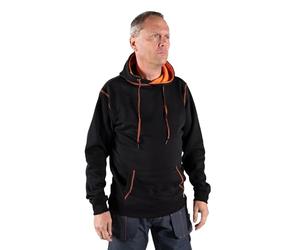 Unbreakable Grantham Men's Black Hoodie, Heavyweight Cotton Blend, Thick Pile Jersey Bonded Thermal Hooded Sweatshirt with Kangaroo Pocket, Ribbed Cuffs & Hem - High Comfort Work & Leisure Wear