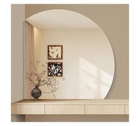 Unbreakable Half Circle Bathroom Mirror Frameless Wall Mount Vanity Mirror DIY Glass Decor for Bedroom Living Room Entryway (Left Cut 50cm/19.7in)