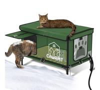 Unbreakable Heated Cat House for Outdoor Cat in Winter, Extremely Waterproof & Windproof, Insulated Feral Cat Shelter Kitty Bed with Safety Pet Heating Pad for Outside Stray Barn Cat (Green, 7XL)