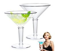 Unbreakable Jumbo Martini Glasses Set of 2, 48 oz Plastic Cocktail Glasses, Reusable, BPA Free, Detachable, Perfect for Picnic, Beach & Patio Party, Appetizers, Birthday, Wedding and All Events