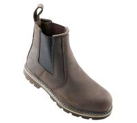 Unbreakable Mens Highland SBP SRA Leather Safety Boots Steel Toe Cap Lightweight Slip Resistant Work Boots, Brown, 6