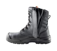 Unbreakable Men's Tornado Leather Safety Boots with Composite Toe Cap Non Metallic Metal Free SRC Slip Resistant S3 Waterproof Ankle Boots with side zip, Black, 9