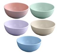 Unbreakable Plastic Bowls Set, 5 Pcs Color Cereal Bowls for Camping, Lightweight Reusable Kitchencraft Bowls, for Kitchen, Camping, Parties (Multi-Colour)
