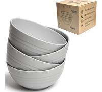 Unbreakable Plastic Cereal Bowls - Set of 4 | EU Food Safe Certified, BPA-Free, Lightweight, Microwave & Dishwasher Safe | Ideal for Salad, Noodles, Snacks, Parties (Grey, Single)