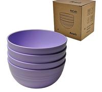 Unbreakable Plastic Cereal Bowls - Set of 4 | EU Food Safe Certified, BPA-Free, Lightweight, Microwave & Dishwasher Safe | Ideal for Salad, Noodles, Snacks, Parties (Violet, Single)
