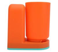 Unbreakable Reusable Drinking Cups Set of 2, Toothbrush Cup Holder Wall Mounted, Dishwasher Safe 10.5oz Plastic for Bathroom Organizer (Orange
