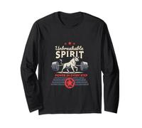 Unbreakable Spirit Power Lifting Bull Illustration Long Sleeve T-Shirt