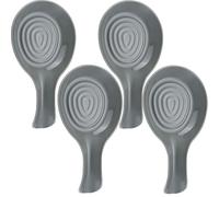 Unbreakable Spoon Rest, 4pcs Spoon Holder Coaster, Plastic Heat Resistant Utensil Rest for Kitchen Counter Stove Top, Reusable Non Slip Spoon Pads for Spatula Ladle (4pcs Grey)