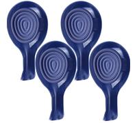 Unbreakable Spoon Rest, 4pcs Spoon Holder Coaster, Plastic Heat Resistant Utensil Rest for Kitchen Counter Stove Top, Reusable Non Slip Spoon Pads for Spatula Ladle (4pcs Dark Blue)
