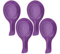 Unbreakable Spoon Rest, 4pcs Spoon Holder Coaster, Plastic Heat Resistant Utensil Rest for Kitchen Counter Stove Top, Reusable Non Slip Spoon Pads for Spatula Ladle (4pcs Purple)