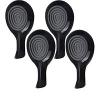 Unbreakable Spoon Rest, 4pcs Spoon Holder Coaster, Plastic Heat Resistant Utensil Rest for Kitchen Counter Stove Top, Reusable Non Slip Spoon Pads for Spatula Ladle (4pcs Black)