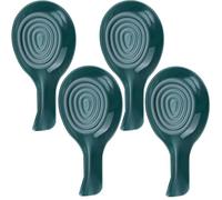 Unbreakable Spoon Rest, 4pcs Spoon Holder Coaster, Plastic Heat Resistant Utensil Rest for Kitchen Counter Stove Top, Reusable Non Slip Spoon Pads for Spatula Ladle (4pcs Dark Green)