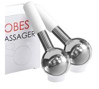 Unbreakable Stainless Steel Ice Globes for Facials, Cooling Roller for Face, Neck & Eyes, Cryo Sticks for Skin Care, Targets Dark Circles, Puffiness, Wrinkles, and Collagen Productions, White
