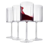 Unbreakable Stemmed Square Tritan Acrylic Wine Glasses European Style | Set of 4 | 100% US Drinkware, 18 oz Dishwasher Safe Clear Color Shatterproof BPA-free plastic, Floating Pool, Indoor and Outdoor