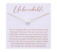 Unbreakable Strength Pearl Necklace for Her, Encouragement Cancer Survivor Recovery Gifts, Tough Times Gifts, Get Well Soon Gift for Divorcees Warriors Badass Women, Cheer Up Gift