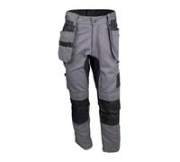 Unbreakable Stretch Work Trousers Men Comfortable & Durable Multi Pocket Work Trousers Double Stitched Seam, Grey, Waist 34, Leg 31