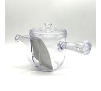 Unbreakable Transparent Kyusu with Noguchi Kumataro Tea Garden Logo, 520ml(17.5 fl oz) Large Capacity Type, Japanese Teapot with Stainless Fine Mesh Filter, Made in Japan, Dishwasher Safe, Bleach Safe