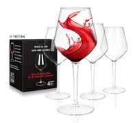 Unbreakable Tritan Plastic Red Wine Glasses 440 ml - Set of 4, Reusable Plastic Elegant Floating Goblets 15 oz for Pool Parties, Wedding, Birthdays, Outdoor Camping, Travel, BPA-Free, Dishwasher Safe