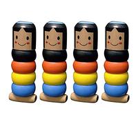 Unbreakable Wooden Man Magic Toy, Immortal Daruma Toys Stage Magic Props for Kids Children Adults Halloween Christmas Birthday Magician Gift (4 Pcs)