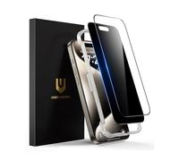 UNBREAKcable 2PCS Screen Protector for iPhone 15 Pro Max - 1 Privacy Tempered Glass+1 Clear Glass Double Shatterproof [Installation Frame] [9H Hardness] [Case Friendly] Anti-Scratch iPhone 6.7 inch