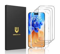UNBREAKcable 3-Pack for iPhone 15 Pro Screen Protector, Double Shatterproof Tempered Glass [1:1 Full Coverage] [Easy Installation Frame] [9H Hardness] [HD Clear] [Case Friendly] for Apple 15Pro 6.1”