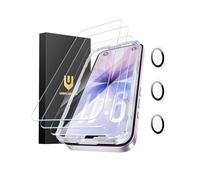 UNBREAKcable 3-Pack for iPhone 17 Screen Protector with Camera Protection | 9H Hardness | HD Clarity | Anti-Fingerprint | Case Friendly | 3 Tempered Glass + 3 Camera Lens Protectors-6.3 Inch