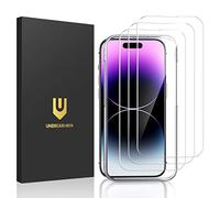 UNBREAKcable 3-Pack Screen Protector for iPhone 14 Pro Max, Double Shatterproof Tempered Glass [Easy Installation Frame] [9H Hardness] [99.99% HD Clear] [Case Friendly] for iPhone 6.7 inch