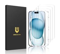 UNBREAKcable 3-Pack Screen Protector for iPhone 15, Double Shatterproof Tempered Glass [Easy Installation Frame] [9H Hardness] [99.99% HD Clear] [Case Friendly] for iPhone 6.1 inch