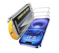 UNBREAKcable 3-Pack Screen Protector for iPhone 16 Tempered Glass - [Pull-To-Protect Easy Installation] [Auto Dust-Elimination] [9H+ Hardness] [99.99% HD Clear] Full Coverage for iPhone 6.1 inch