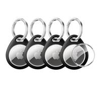 UNBREAKcable 360° Protective Case for AirTag (1st & 2nd Generation) [4 Pack], TPU Full Cover Keyring Holder with 304 Stainless Steel Keychain, Scratch-Resistant Design for Keys, Bags, Luggage