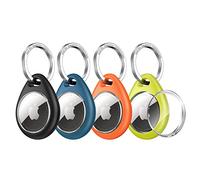UNBREAKcable 360° Protective Case for AirTag (1st & 2nd Generation) [4 Pack], TPU Full Cover Keyring Holder with 304 Stainless Steel Keychain, Scratch-Resistant Design for Keys, Bags, Luggage