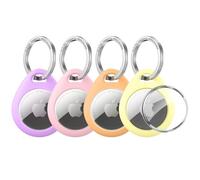 UNBREAKcable 360° Protective Case for AirTag [4 Pack], TPU Full Cover Keyring Holder with 304 Stainless Steel Keychain, Scratch-Resistant Design for Keys, Bags, Luggage